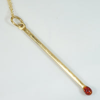 Striking 18k Gold & Enamel Matchstick Pendant
