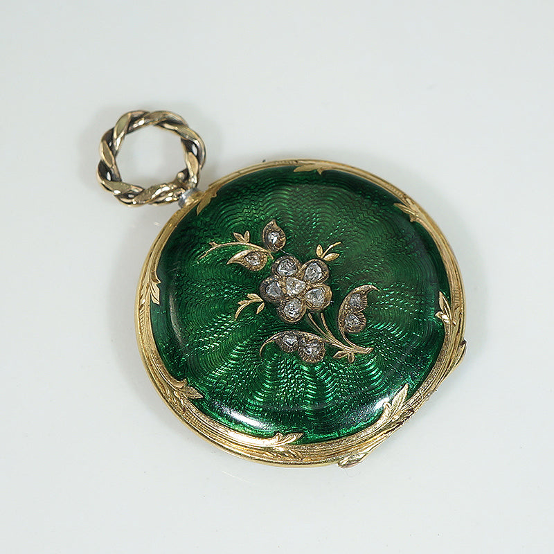 Precious Gold & Green Enamel Victorian Locket