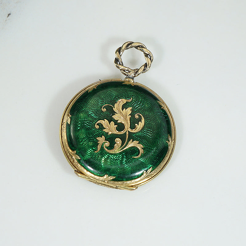 Precious Gold & Green Enamel Victorian Locket