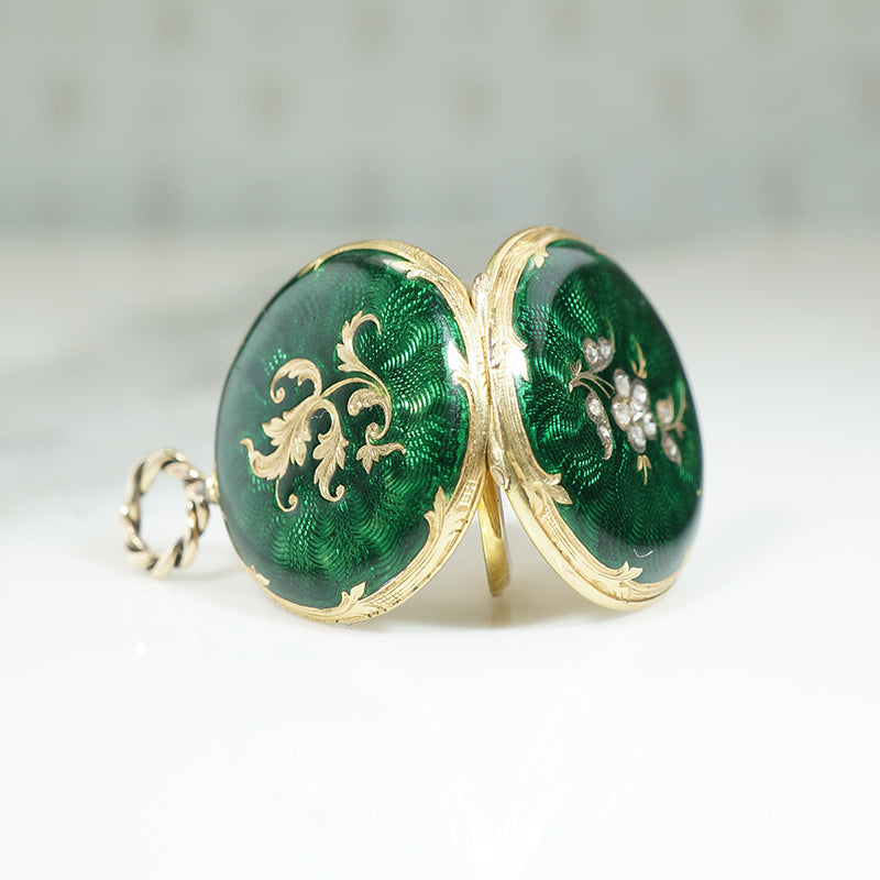 Precious Gold & Green Enamel Victorian Locket