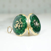 Precious Gold & Green Enamel Victorian Locket