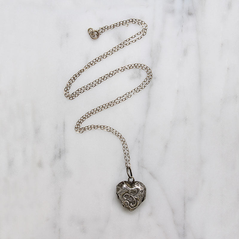 Small Victorian Silver Repoussé Heart Locket
