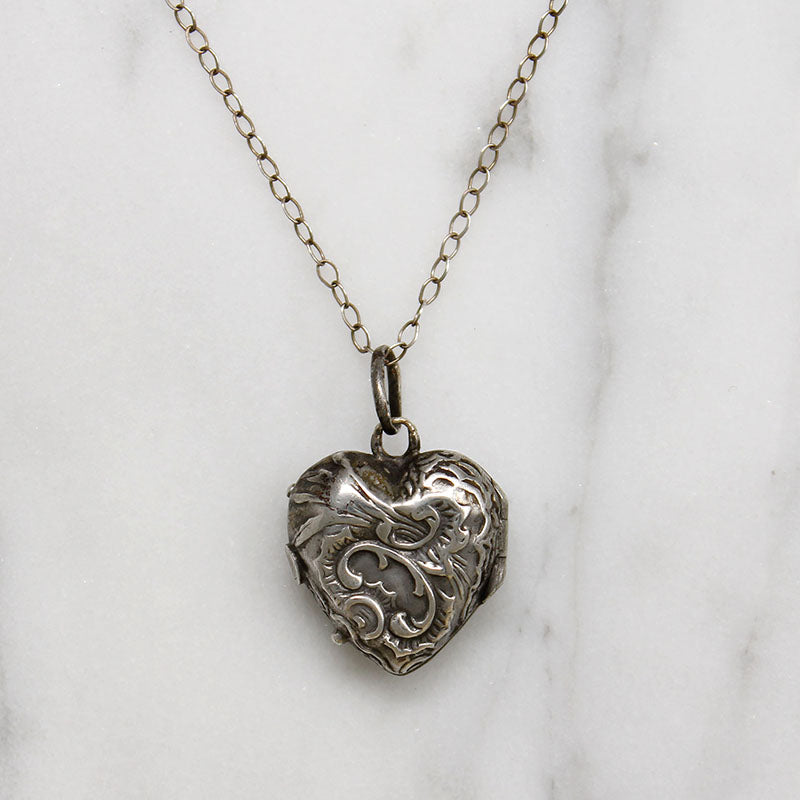 Small Victorian Silver Repoussé Heart Locket