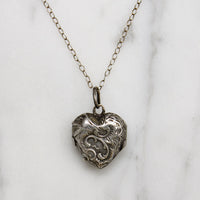 Small Victorian Silver Repoussé Heart Locket
