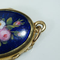 Feminine French Locket with Enameled Pastel Posies