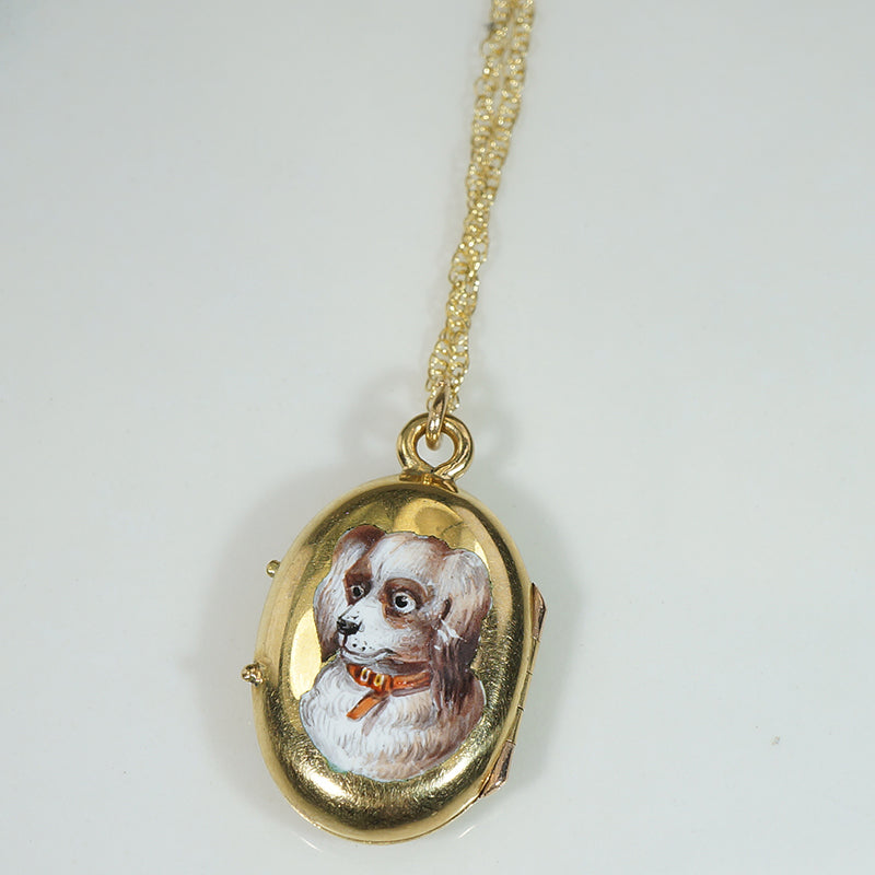 Darling Dogs 15k Gold Victorian Locket