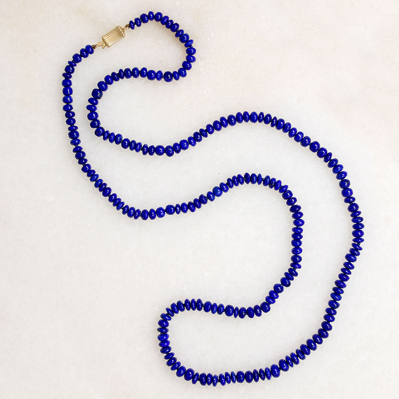 Luxe Strand of Lapis Beads with 14k Gold Clasp