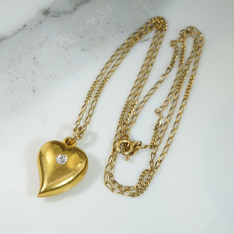 Enchanting 18k Gold & Diamond Witch's Heart Locket