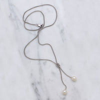 Sterling Lariat Chain with Pearl Dangles