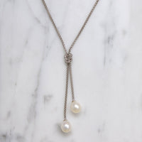 Sterling Lariat Chain with Pearl Dangles