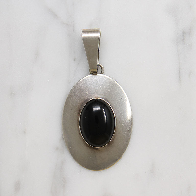 Sleek Sterling & Onyx Pendant by Ella Peter