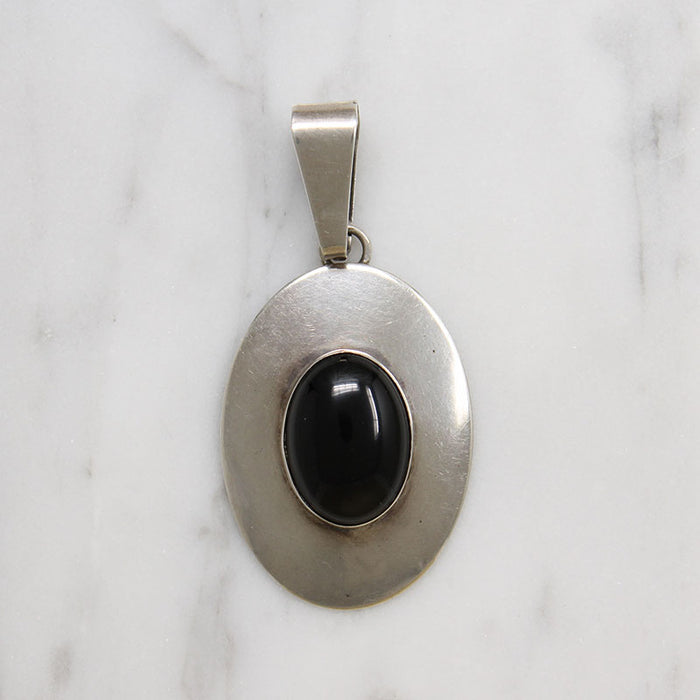 Sleek Sterling & Onyx Pendant by Ella Peter