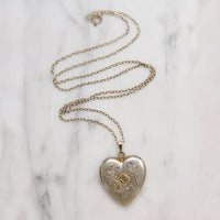 Mid Century Engraved Sterling Silver Heart Locket