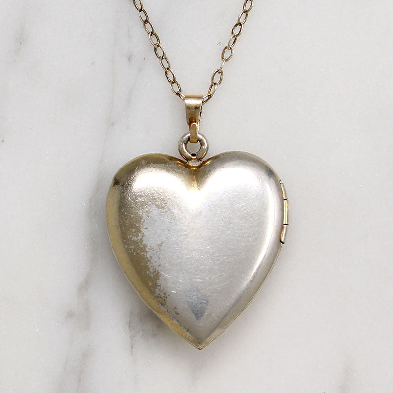 Mid Century Engraved Sterling Silver Heart Locket