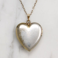 Mid Century Engraved Sterling Silver Heart Locket