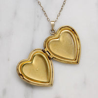 Mid Century Engraved Sterling Silver Heart Locket