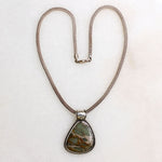 Green Jasper Pendant on Handsome Woven Chain