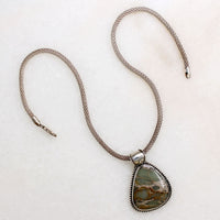 Green Jasper Pendant on Handsome Woven Chain