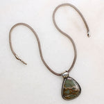 Green Jasper Pendant on Handsome Woven Chain