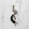 Onyx & Opal Inlaid Sterling Kokopelli Necklace