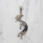 Onyx & Opal Inlaid Sterling Kokopelli Necklace