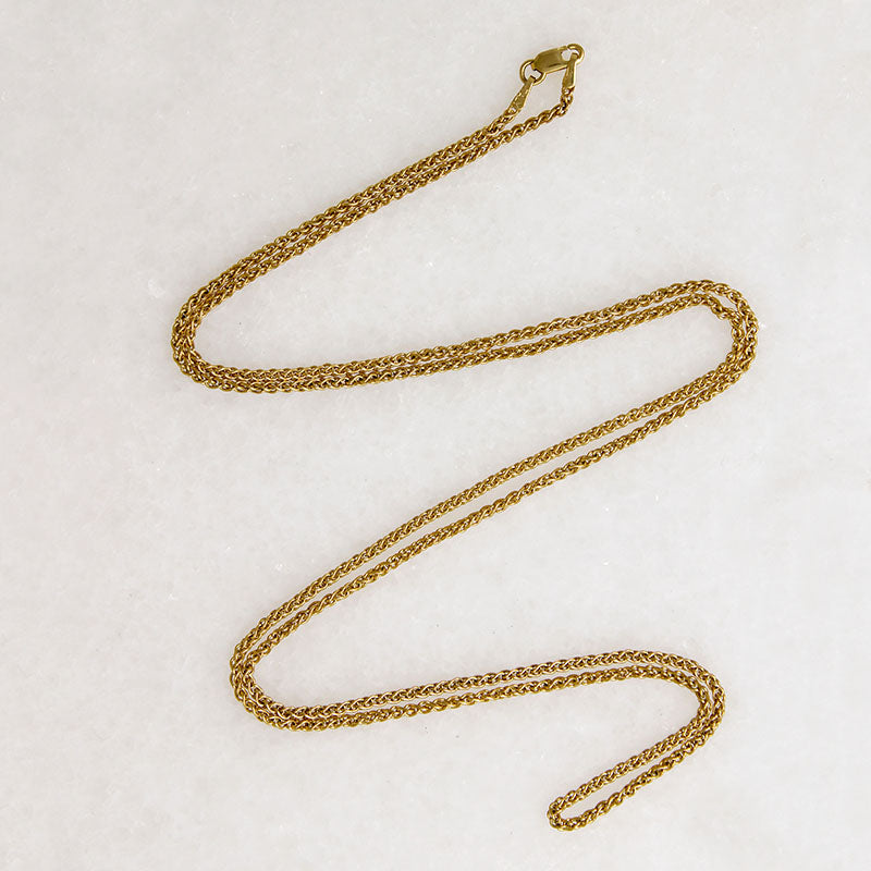 Handsome 30" 14k Gold Vintage Wheat Chain