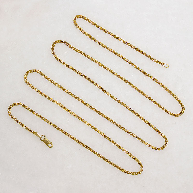 Handsome 30" 14k Gold Vintage Wheat Chain
