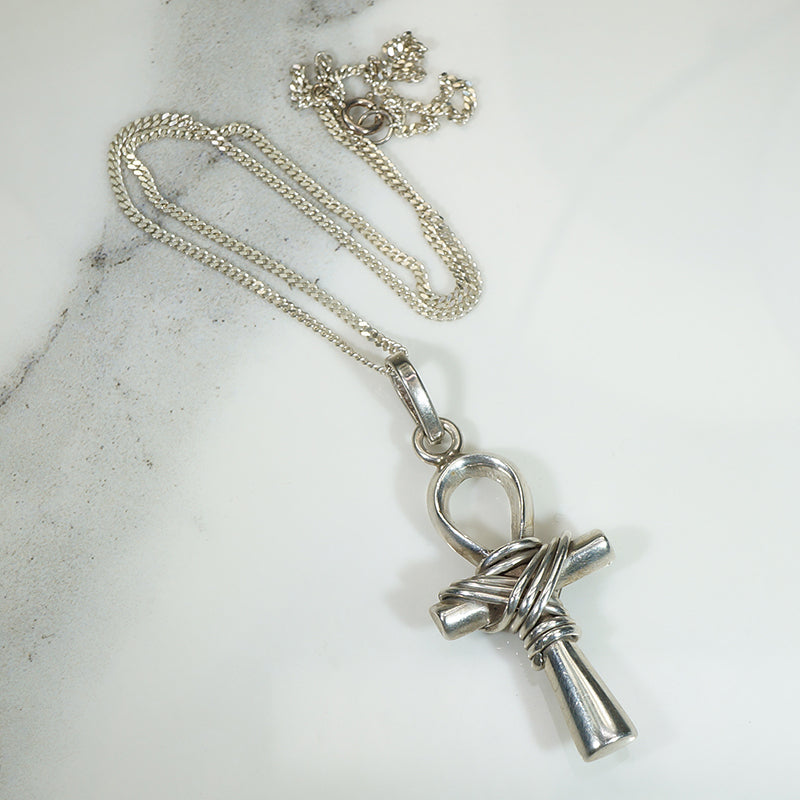 Sculptural Sterling Silver Ankh Pendant