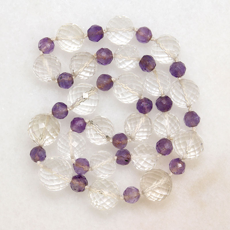Faceted Rock Crystal & Amethyst Bead Necklace