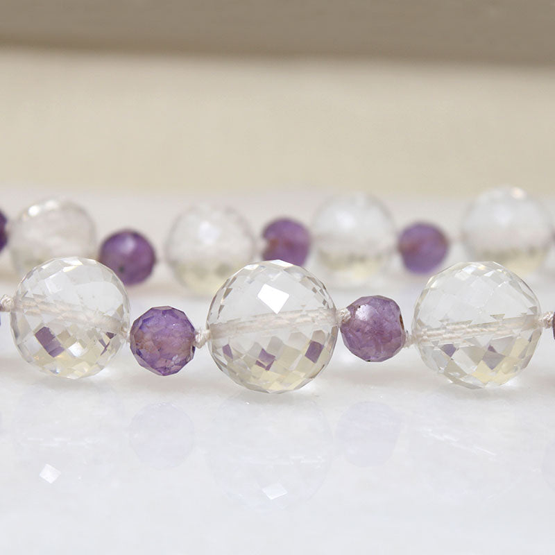 Faceted Rock Crystal & Amethyst Bead Necklace