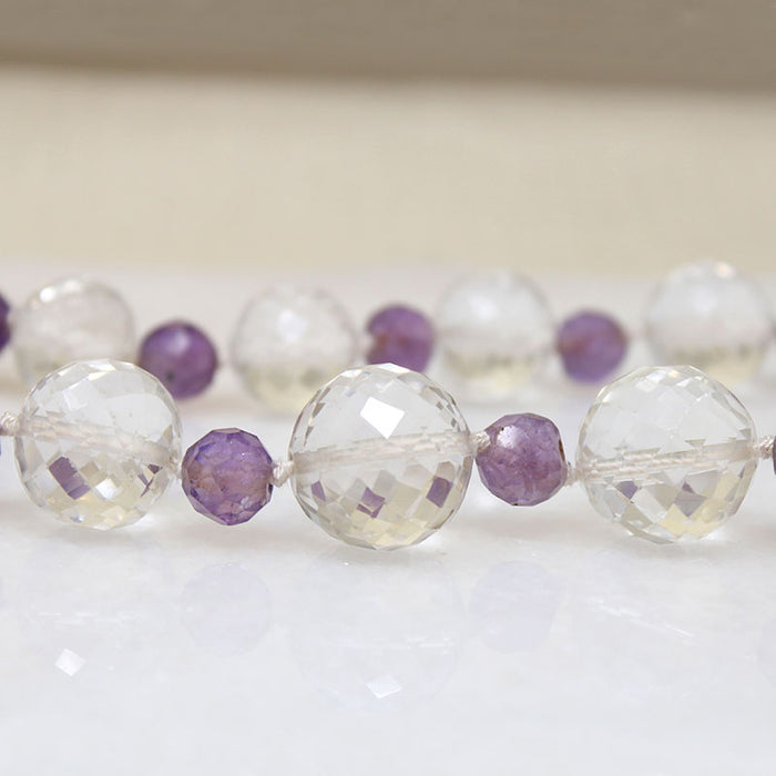 Faceted Rock Crystal & Amethyst Bead Necklace