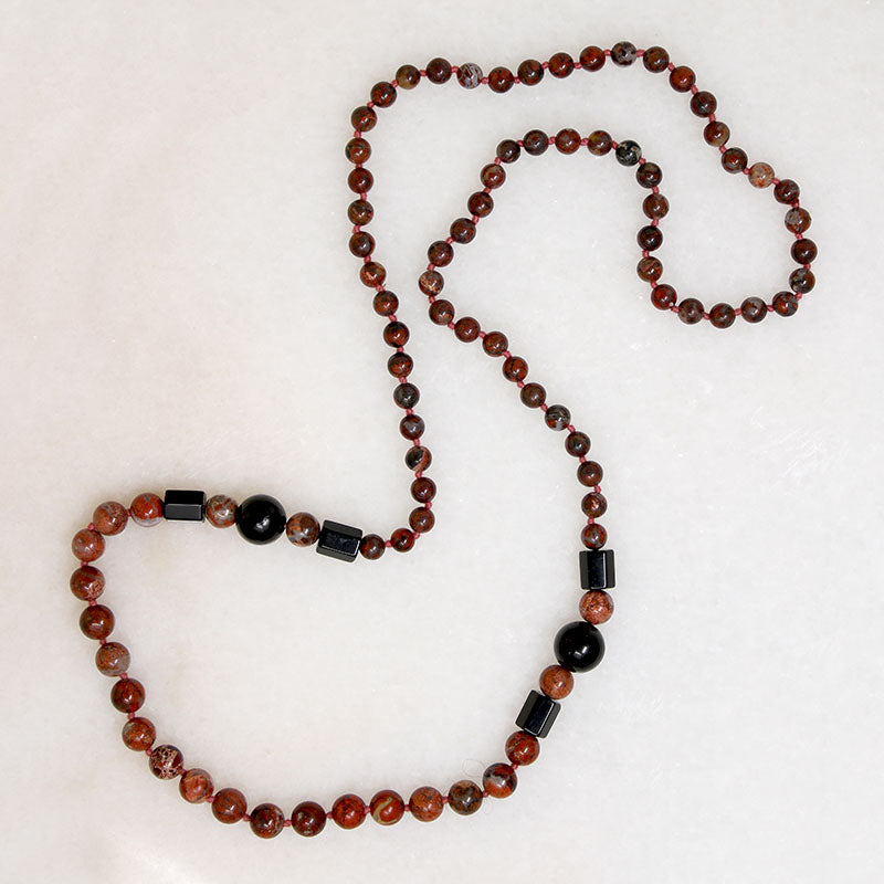 Jasper & Glossy Black Onyx Beads