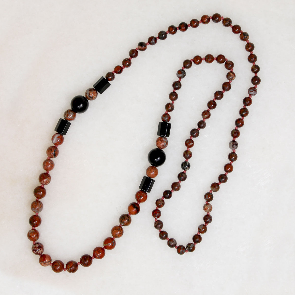 Jasper & Glossy Black Onyx Beads