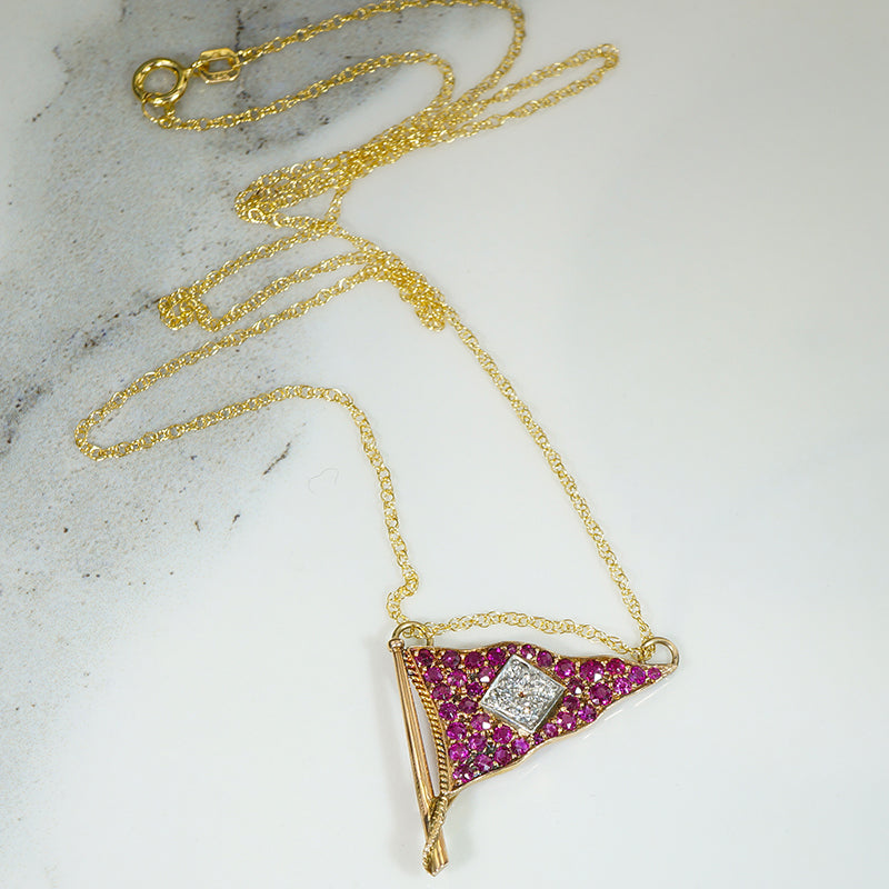Red Flag Ruby Pavé & Diamond Necklace