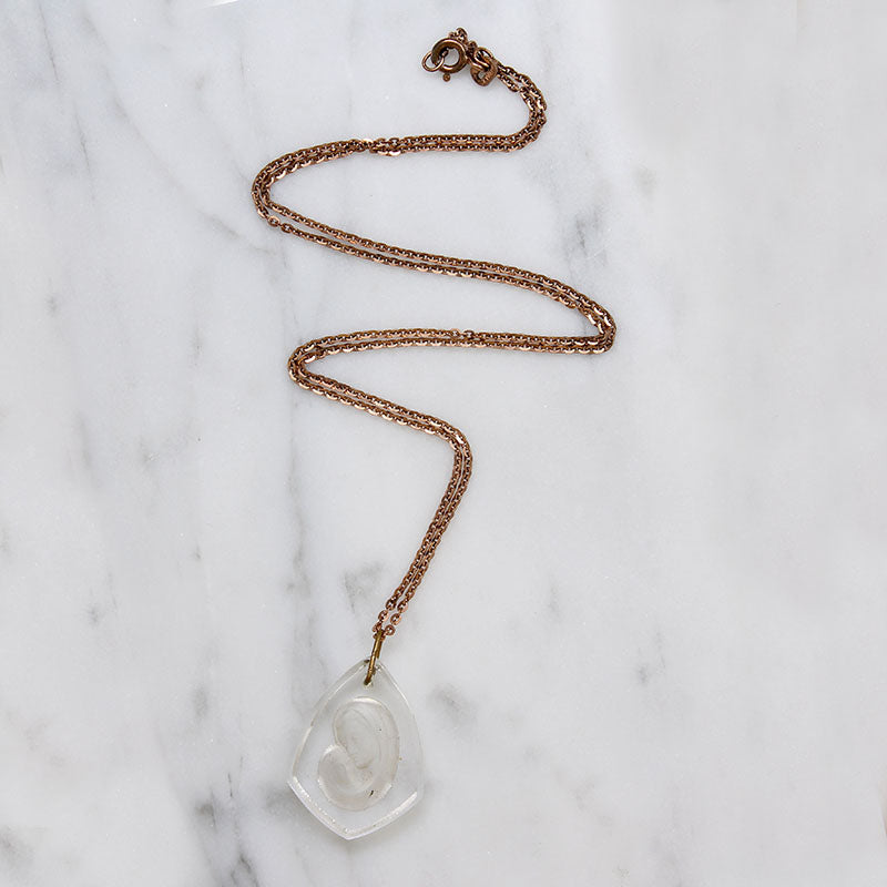 Reverse Carved Crystal Mary & Jesus Pendant