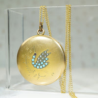 Happy Blue Bird Gold Filled Victorian Locket