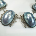Antique Gray Baroque Pearl and Silver Filigree Choker
