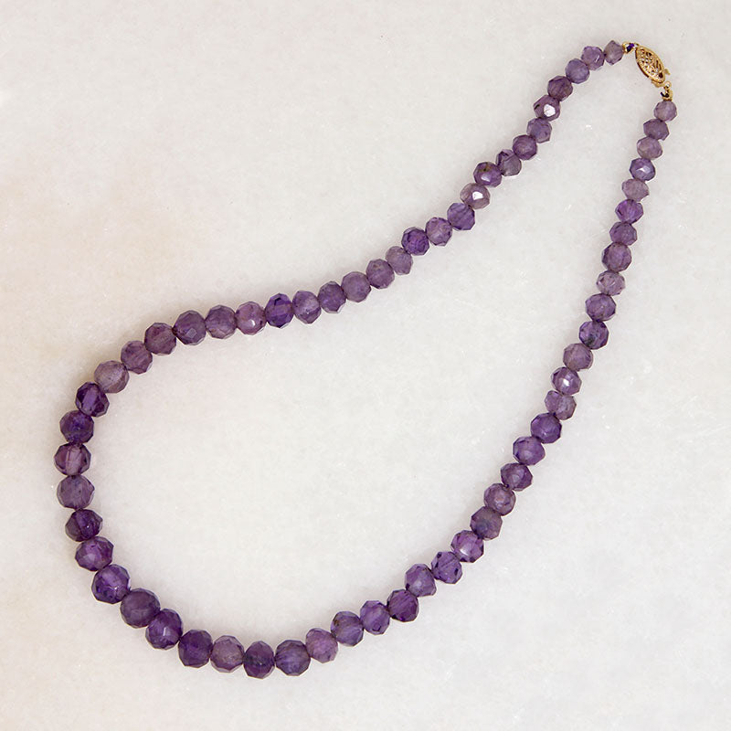 Pretty Purple Faceted Amethyst Bead Necklace