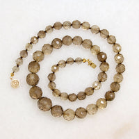 Graduated Smokey Quartz Bead Necklace