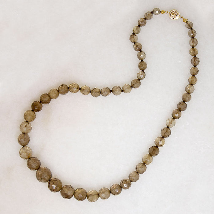 Graduated Smokey Quartz Bead Necklace