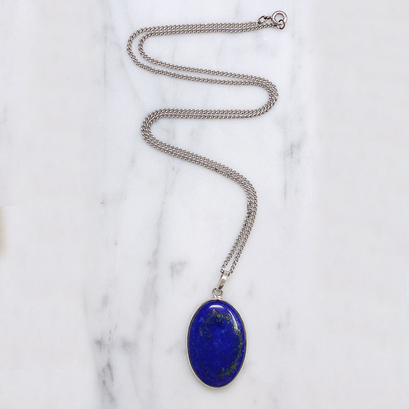 Lapis Lazuli in Sterling Bezel Pendant
