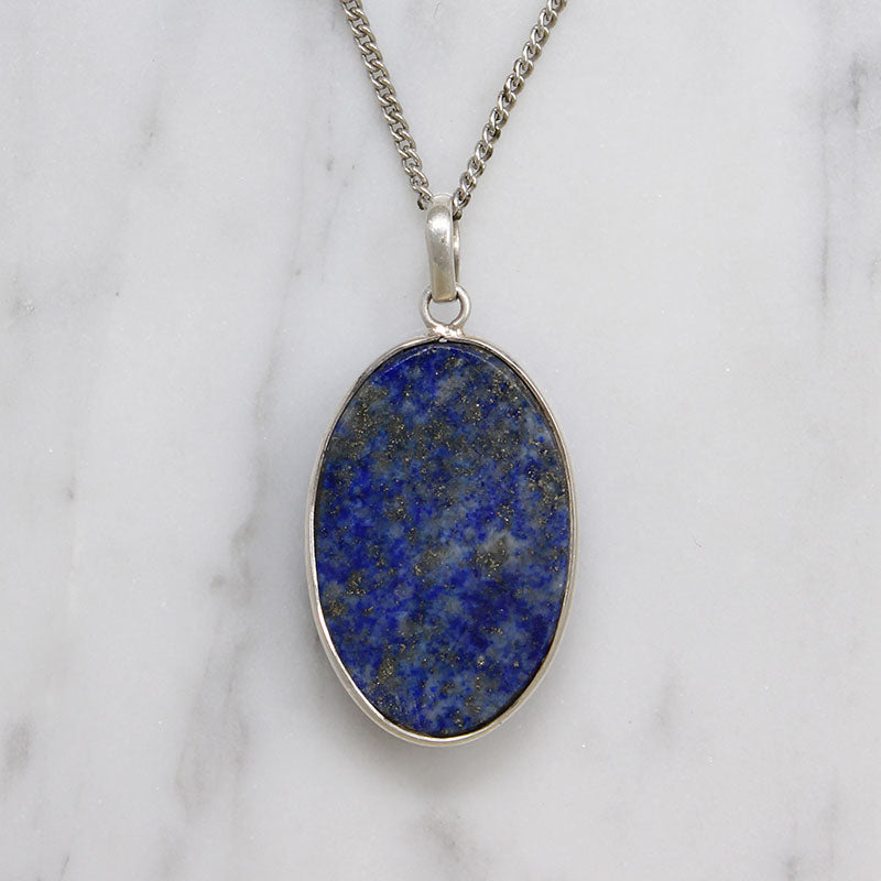 Lapis Lazuli in Sterling Bezel Pendant