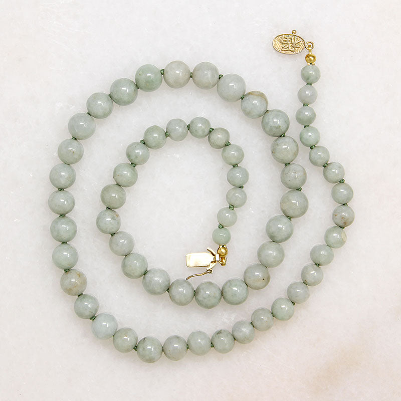Graduated Celadon Green Jade Beads
