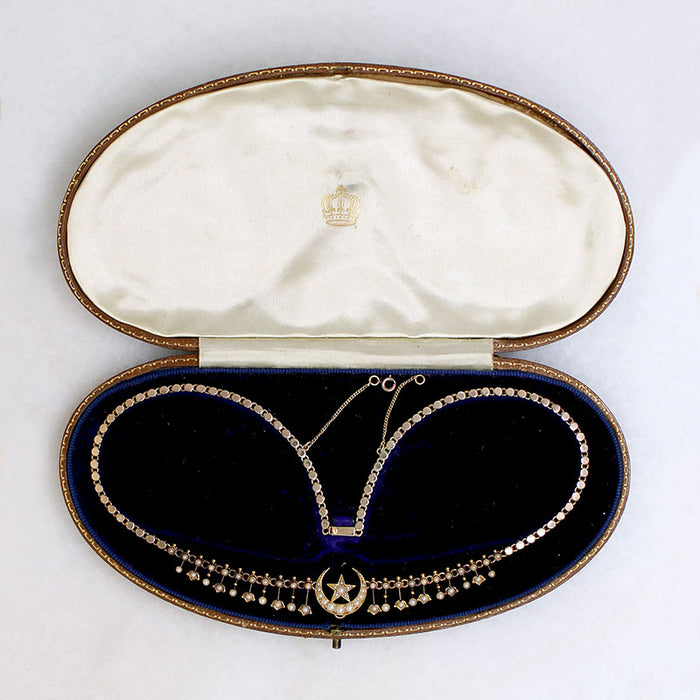 Antique Moon & Star Necklace in Original Box