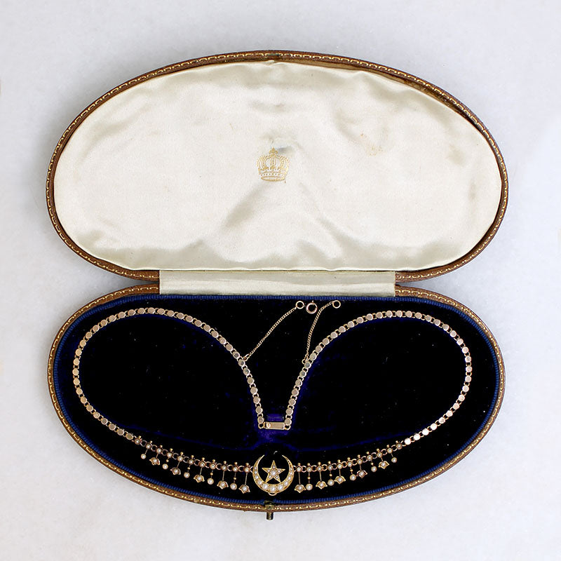 Antique Moon & Star Necklace in Original Box
