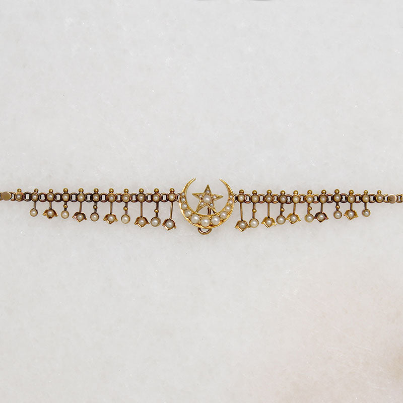 Antique Moon & Star Necklace in Original Box