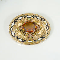 Citrine & Engraved Gold Victorian Pendant 