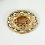 Citrine & Engraved Gold Victorian Pendant 