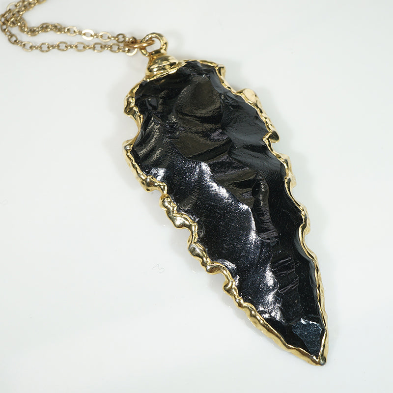 Obsidian Arrowhead in Gold Filled Pendant
