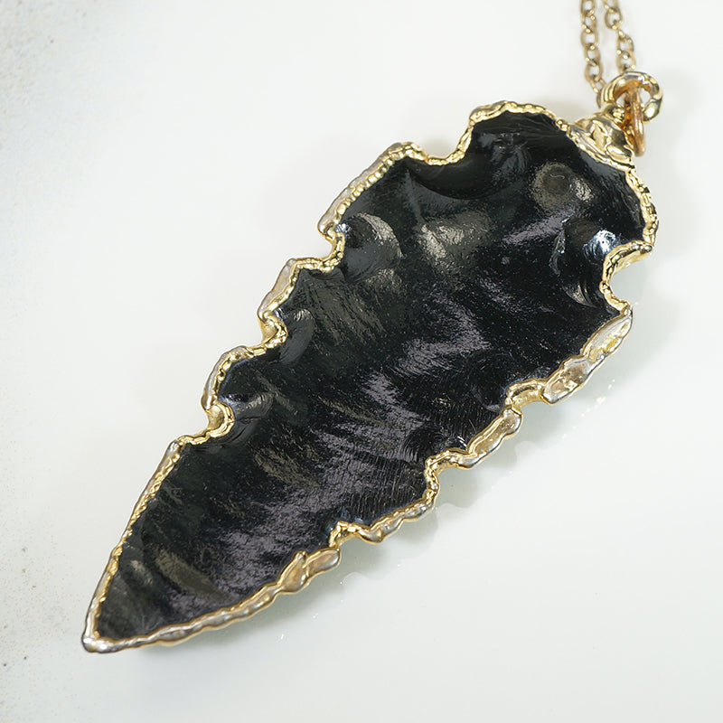 Obsidian Arrowhead in Gold Filled Pendant